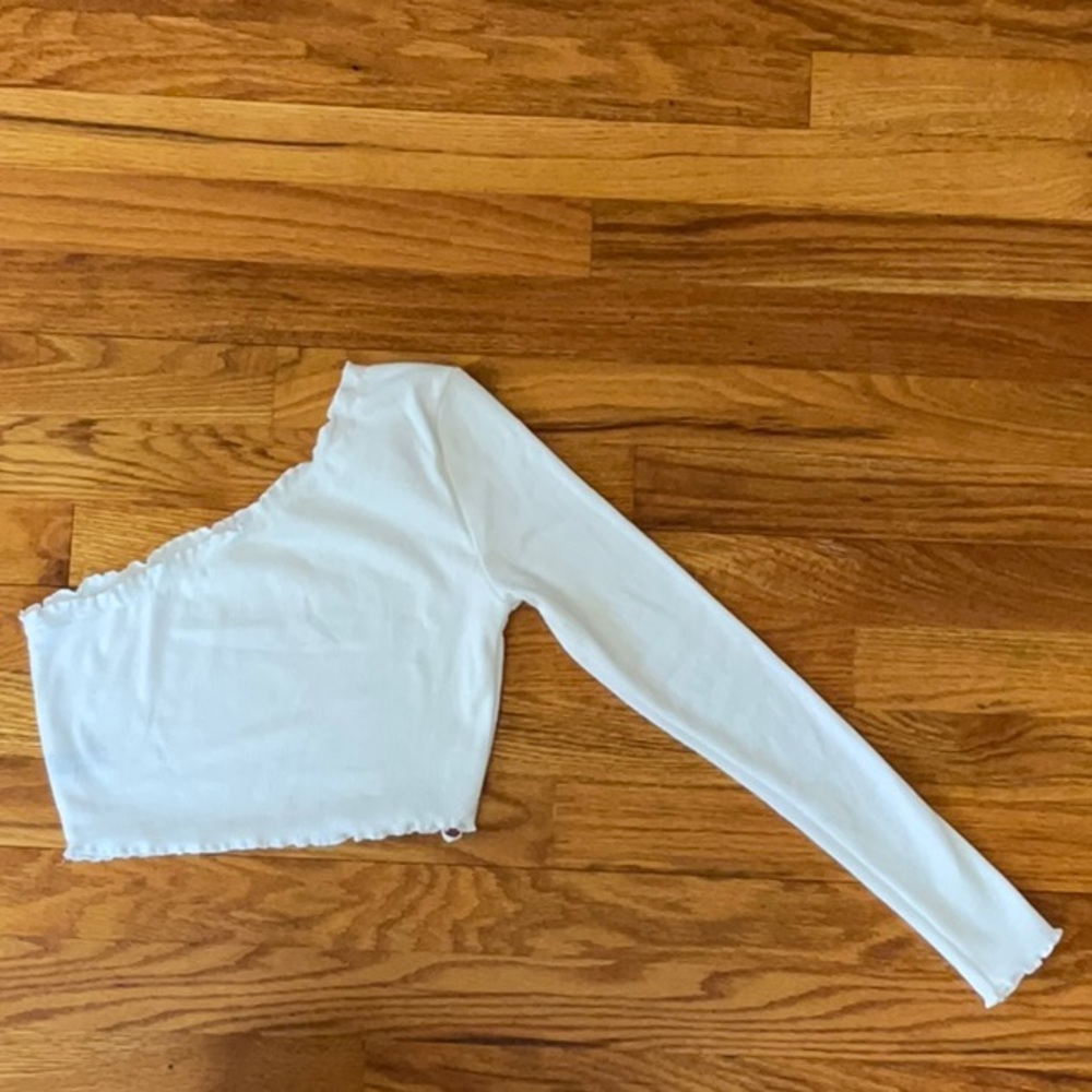 White crop top from SHEIN, one-shoulder